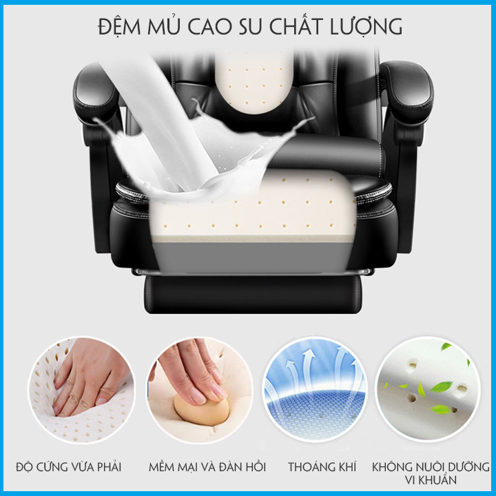 Ghế Văn Phòng Lịch Lãm T148 - Ghế Công Sở - Da PU Cao Cấp - Massage Lưng 220V.  Xoay 360