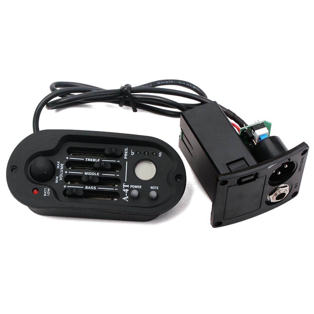 4 Band A-4T EQ Folk Guitar Preamp Equalizer Piezo Pickup with LCD Tuner 10cm