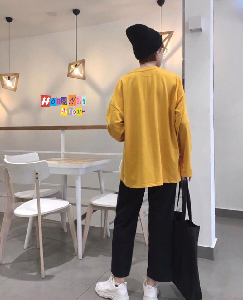 Áo Thun Tay Dài Trơn Dáng Rộng Màu Vàng Long Tee Unisex - MM