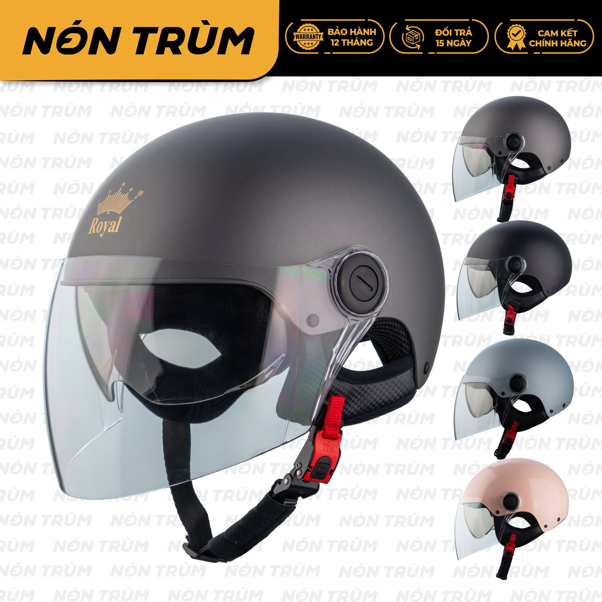 Mũ bảo hiểm xe máy 1/2 Royal M163K phiên bản nâng cấp 2 kính