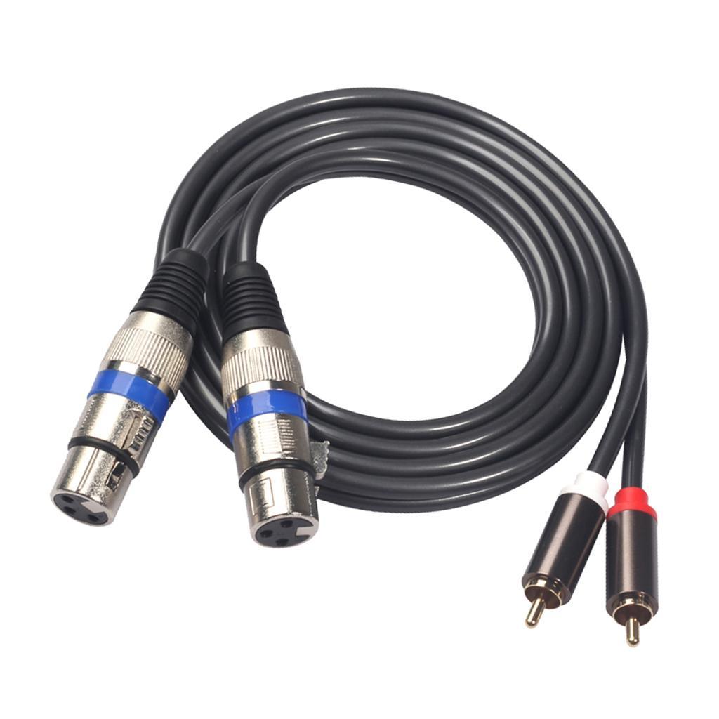 4.9ft XLR Female to RCA Male Cable, Gold Plated 2 RCA Male to 2 XLR Female