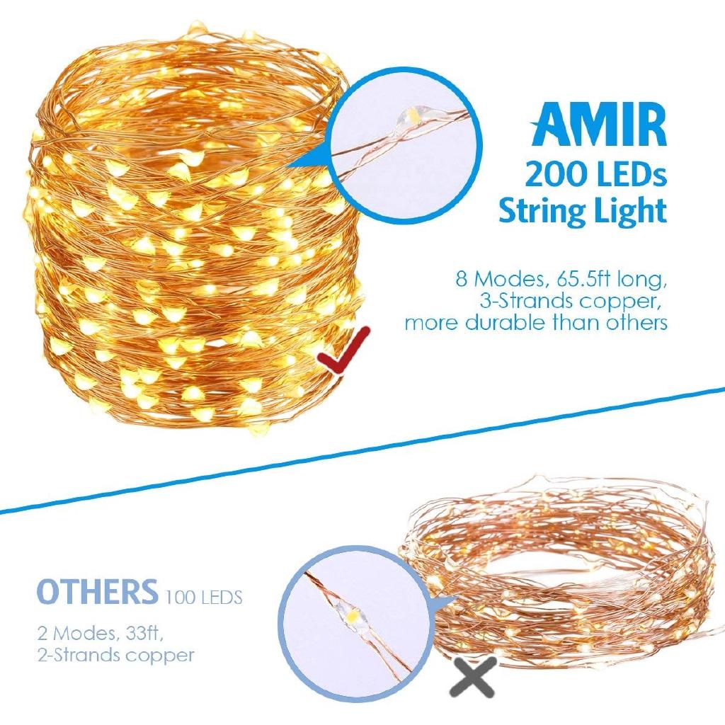 Dây Đèn Led 200 Bóng Dài 22m Với 8 Chế Độ Khác Nhau Dùng Năng Lượng Mặt Trời