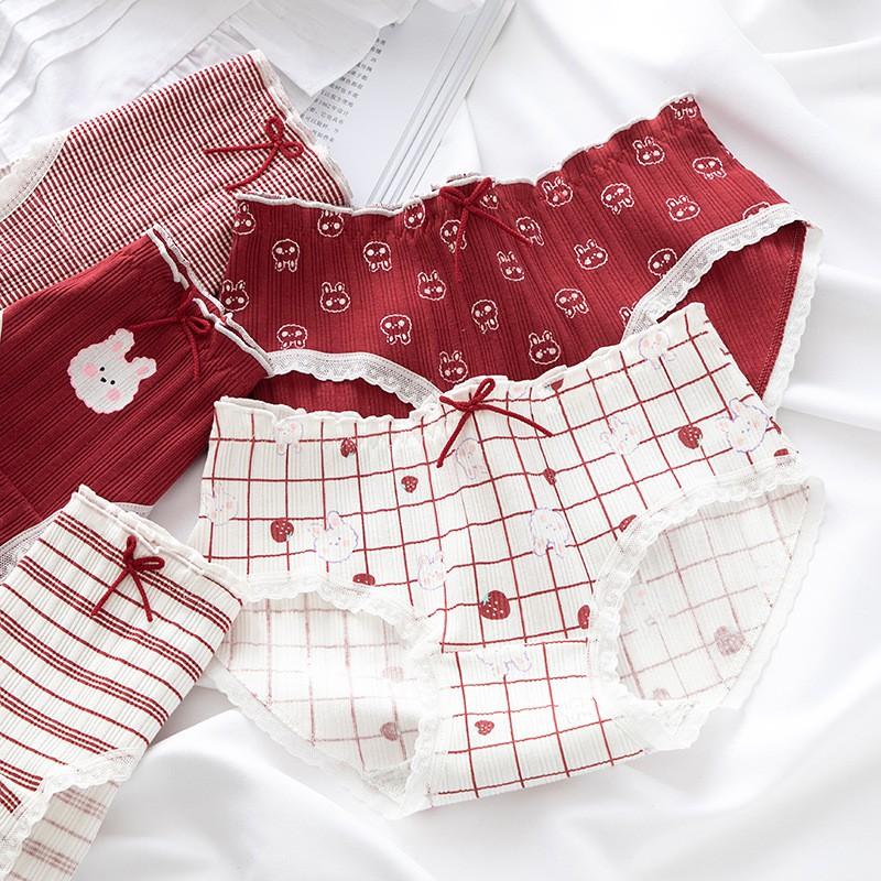 Quần Lót Nữ Cotton Dâu Tây Kháng Khuẩn Ngang Eo  Hàng Loại Đẹp.