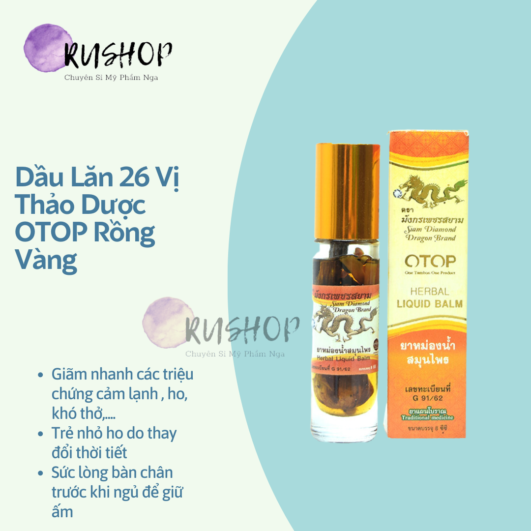 Dầu lăn 26 vị thảo dược OTOP Rồng vàng Thái Lan