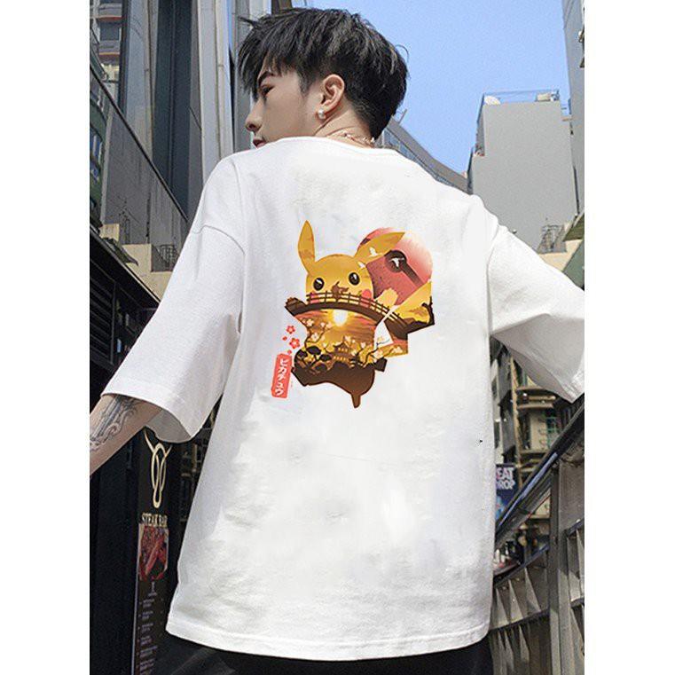 Áo thun unisex form rộng họa tiết phong cách Nhật Bản vải dày mịn 2020T2456