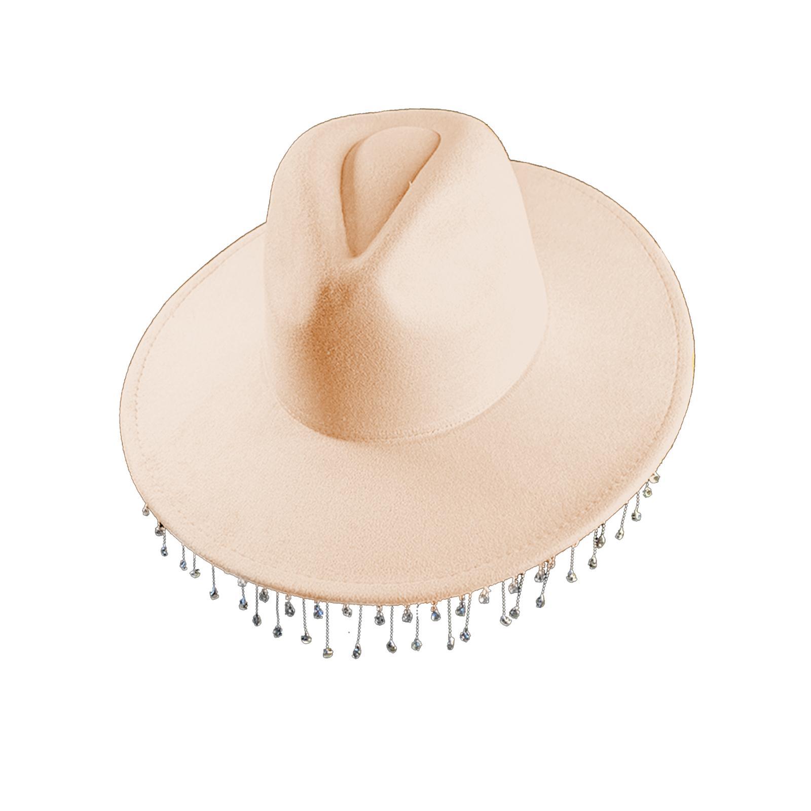 Felt Cowboy Hat Women Men Sun Hat for Holiday Costume Clothes Accessories beige