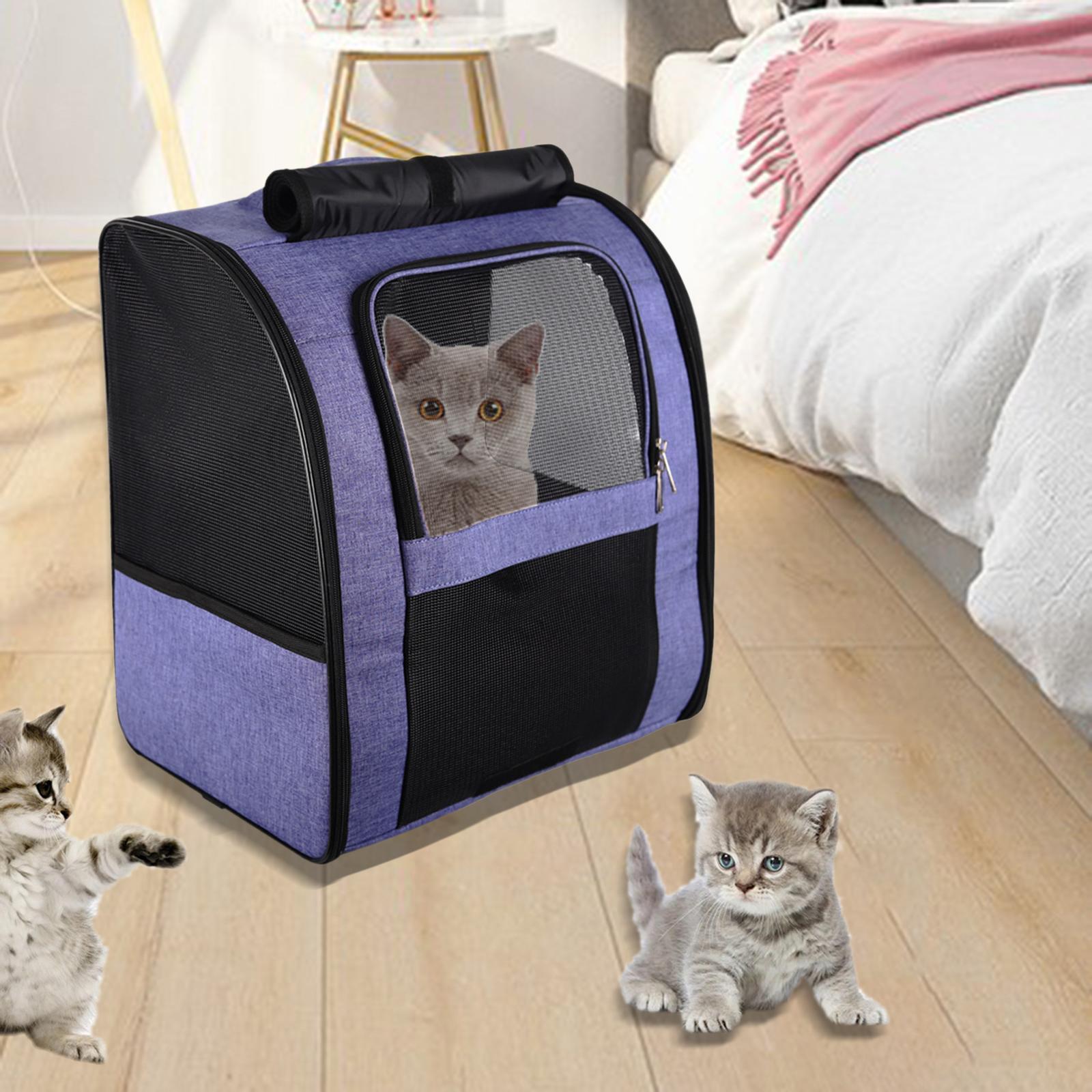 Oxford Cloth Mesh Folding Pet Dog Cat Carrier Backpack Carrying Bag