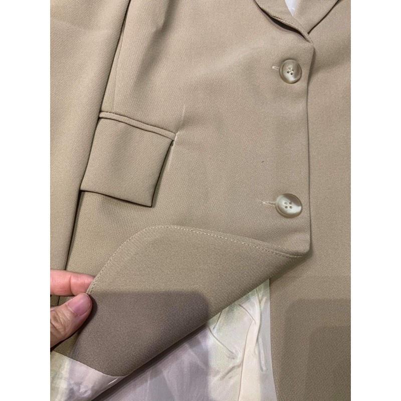 Áo blazer nữ nâu tây 2 lớp phong cách Hàn quốc CHERRY Áo vest nâu sang chảnh nữ khoác ngoài T001