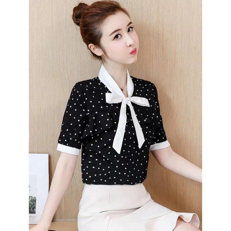 ÁO SƠ MI CHẤM BI THẮT NƠ