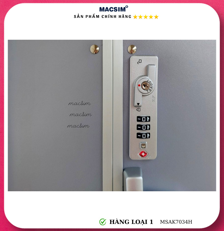 Vali cao cấp Macsim Aksen hàng loại 1 MSAK7034H cỡ 20 inch - màu ghi