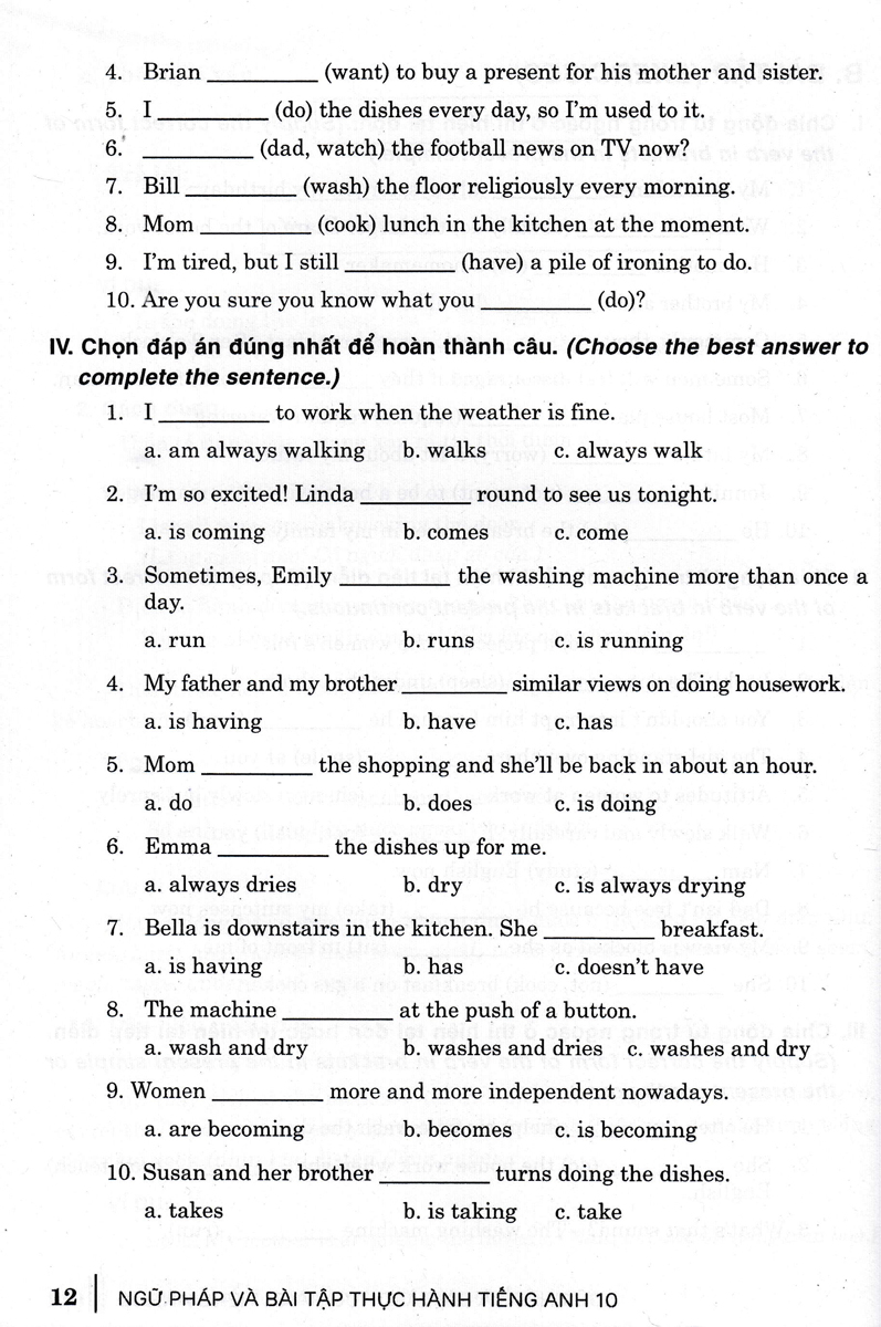 Ngữ Pháp Và Bài Tập Thực Hành Tiếng Anh 10 _HA