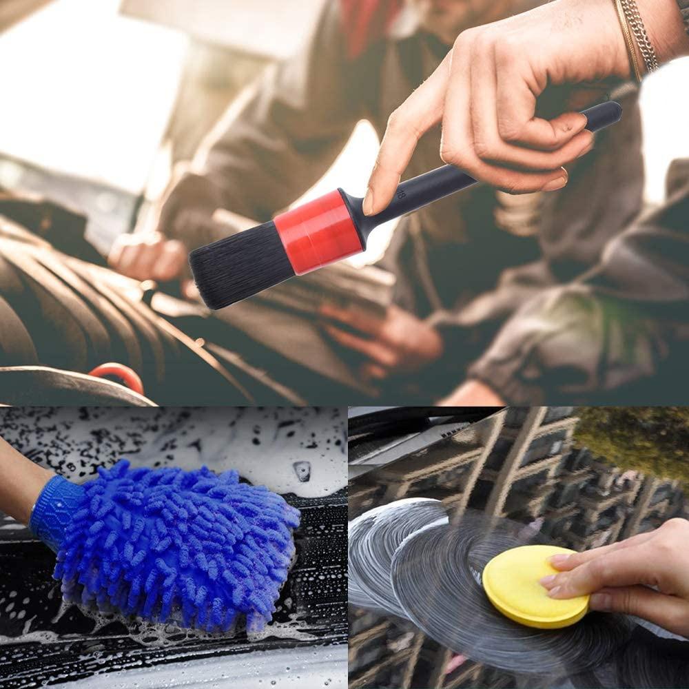13PCS Cleaning Brush Tool Set Car Auto Cleaning Brush Bristle Car Washing Brush Set (6pcs Brushes+1pcs Green Brush+2pcs
