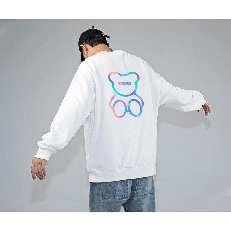 Áo Sweater Gấu XX Phản Quang, Aó Nỉ Dài Tay Nam Nữ Cá Tính