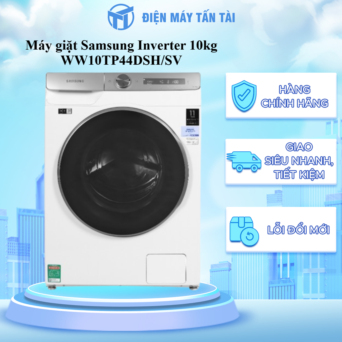 Máy giặt Samsung Inverter 10kg WW10TP44DSH/SV - Chỉ giao HCM