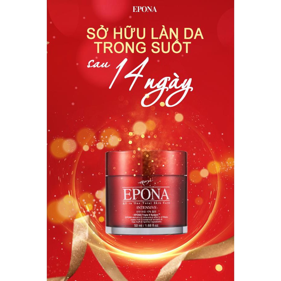 [Đỏ] Kem Dưỡng Da Đa Năng Chống Lão Hóa, Dưỡng Sáng Da Dầu Ngựa Epona All In One Total Skin Care Intensive 50ml - Tặng Kèm Cột Tóc Nơ BERAV Handmade Annie Ribbon Giao Màu Ngẫu Nhiên