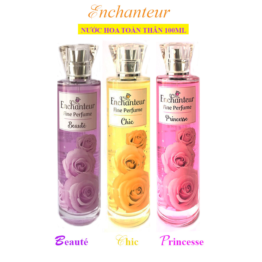 Combo 2 Chai Nước Hoa Toàn thân Enchanteur Fine Pefume Chic 100ml*2 (Chai Vàng)