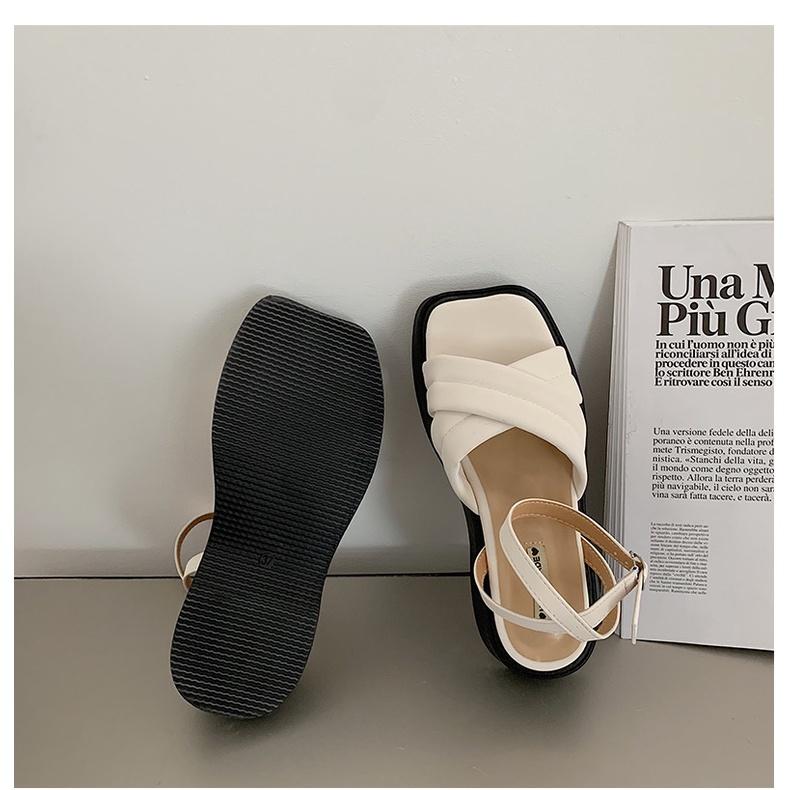 Giày sandal nữ ulzzang đế xuồng chéo trơn 4p đế mềm nữ Shoes Paradise SD015