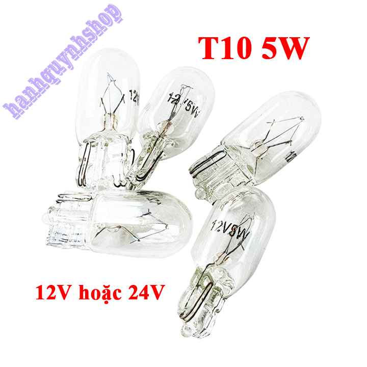 5 Bóng đèn ô tô xe máy T10 12V 5W hoặc 24V 5W sợi tóc