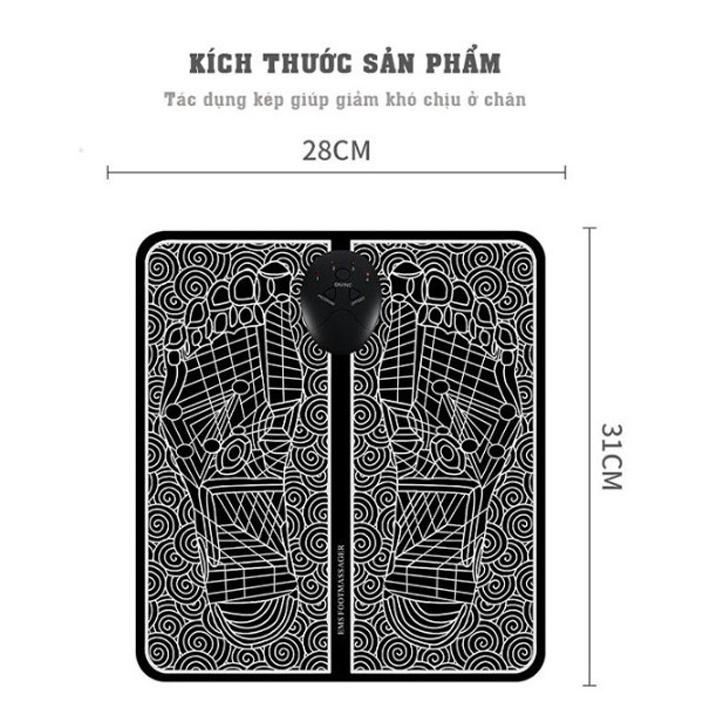 (loại sạc pin)Đệm Massage Chân Pulse, Máy Massage Chân EMS 6 Chế Độ Matxa Giảm Đau Nhức, Mệt Mỏi Nhanh Chóng