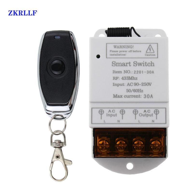 433MHz AC110V 220V 30A Công tắc điều khiển từ xa không dây Công tắc máy bơm nước Máy bay điều khiển điều khiển điều khiển từ xa cho máy bơm quạt