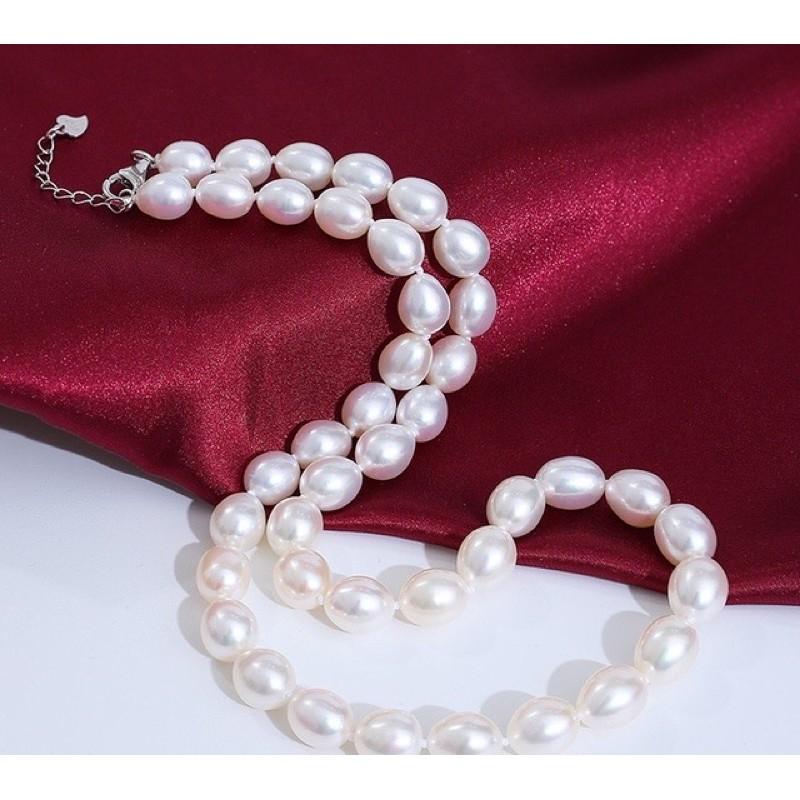 Vòng Cổ Hạt Gạo Màu Trắng Size 8 - 9 Ly Độ Sáng 5A Thanh Lịch - Trường Thịnh Ngọc Trai