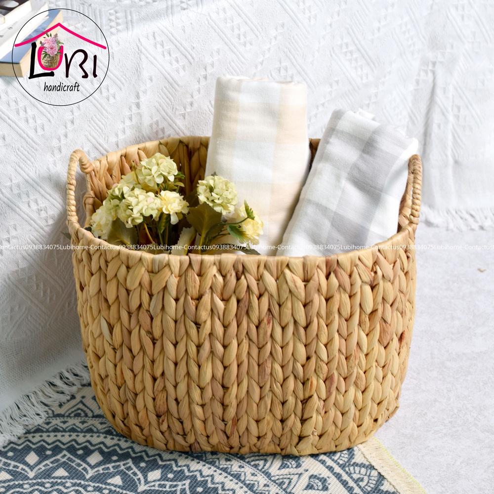 Lubihandicraft - Sọt đựng đồ đan lục bình hình oval bộ 4 - xinh xắn, mộc mạc