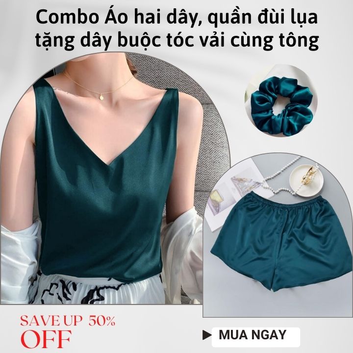 Đồ Bộ Nữ New Design Chất Lụa Satin Mịn Mặc Mát Nhiều Màu, Freesize Quần Đùi Áo Hai Dây CB0001