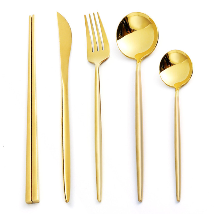 SET CUTLERY MINIMALIST GOLD 5PCS