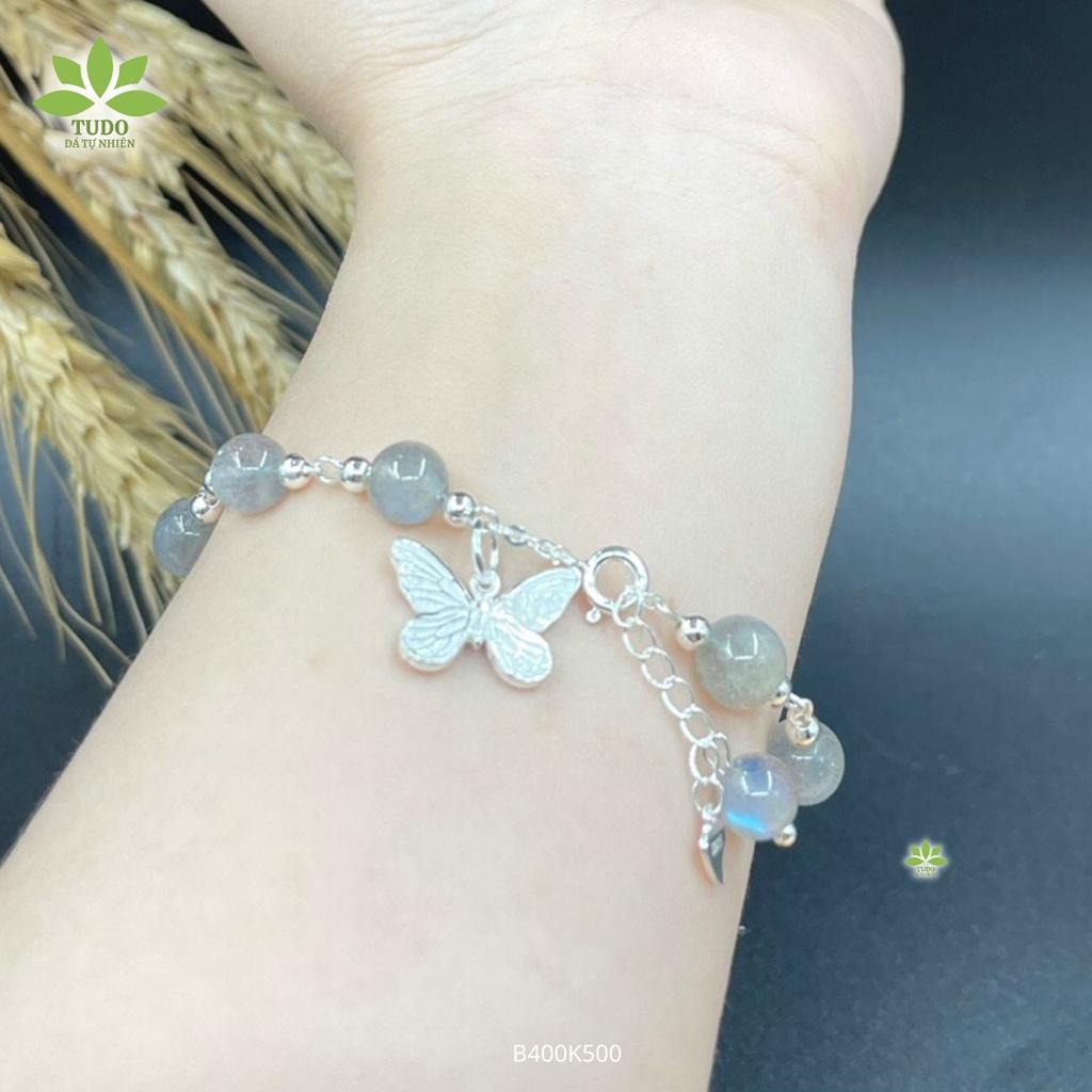 Lắc Tay Nữ Bạc Cao Cấp Xà Cừ Mix Charm Hồ Điệp Mệnh Thủy, Kim TUDO B400K500