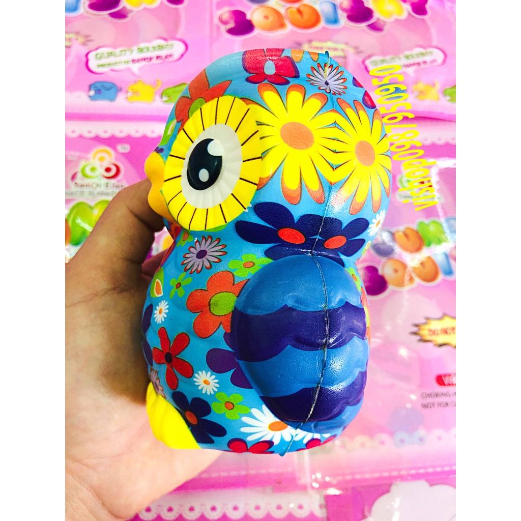 Squishy Lớn JUMBO Hình CÚ MÈO màu mè hoa hoét Đồ Chơi Xốp Giảm Stress Hình mềm mịn dễ Thương đàn hồi Cho Bé