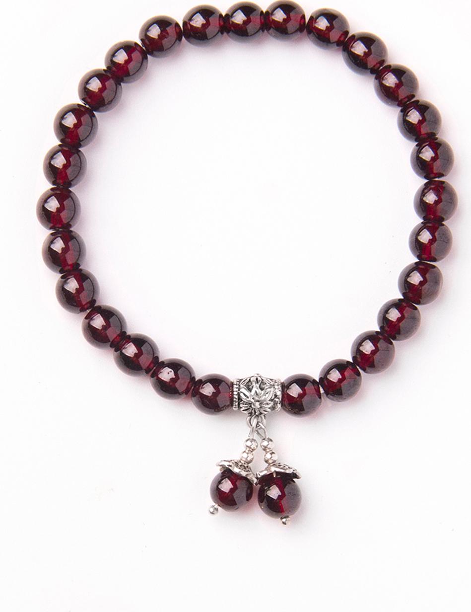 Vòng tay đá Garnet phối hạt đôi treo mệnh hỏa, thổ - Ngọc Quý Gemstones