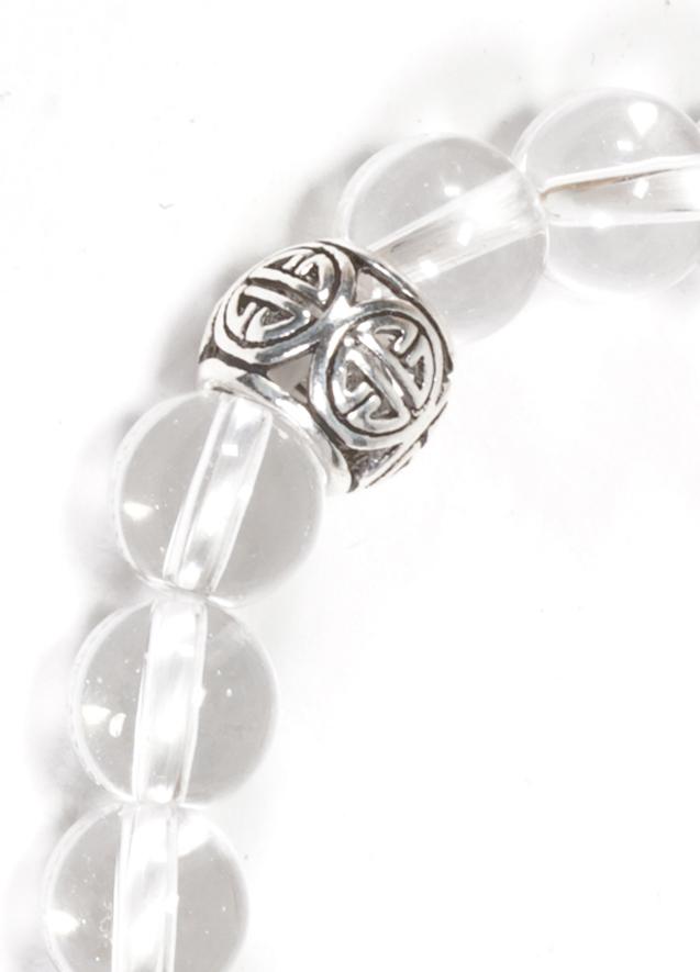 Vòng thạch anh Trắng Phối Charm Bạc