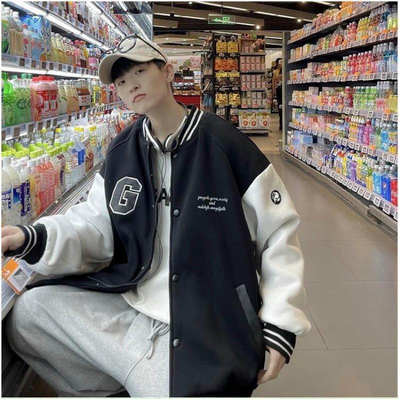 Áo Khoác Cardigan Bomber Nỉ Bông IN LOGO G Form Rộng Basic Nam Nữ Unisex Ulzzang