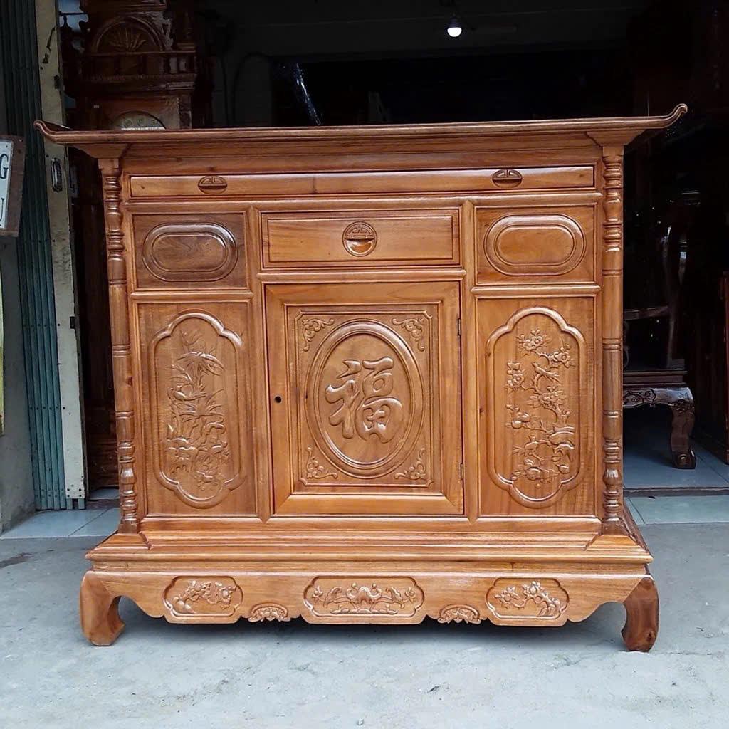Tủ thờ gỗ tràm Lõi mẫu hiện đại , bàn thờ gỗ cao cấp, TỦ THỜ trạm hoa văn