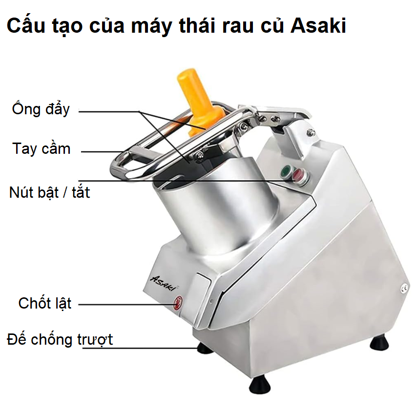 Máy thái rau củ quả công nghiệp chuyên nghiệp dùng cho nhà hàng, khách sạn thương hiệu Asaki VC65MS - Hàng nhập khẩu