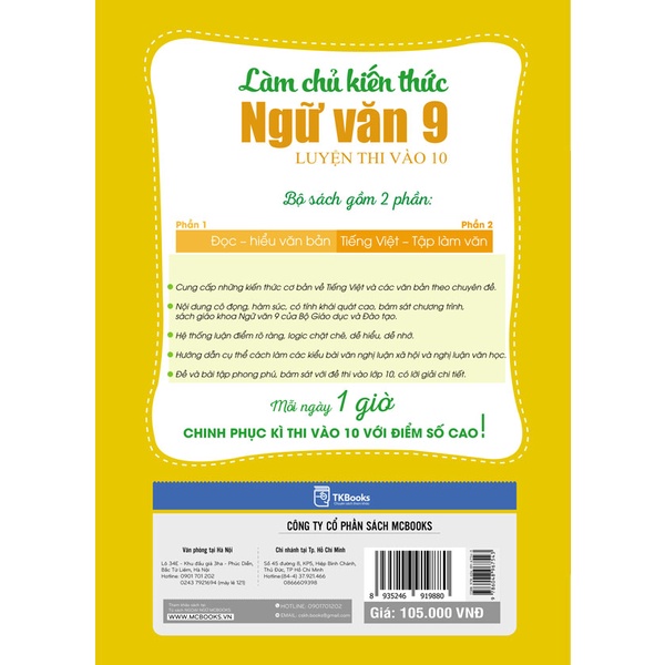 Hình ảnh Sách - Làm chủ kiến thức Ngữ văn 9 luyện thi vào 10 - Phần 2: Tiếng Việt - Tập làm văn - MC