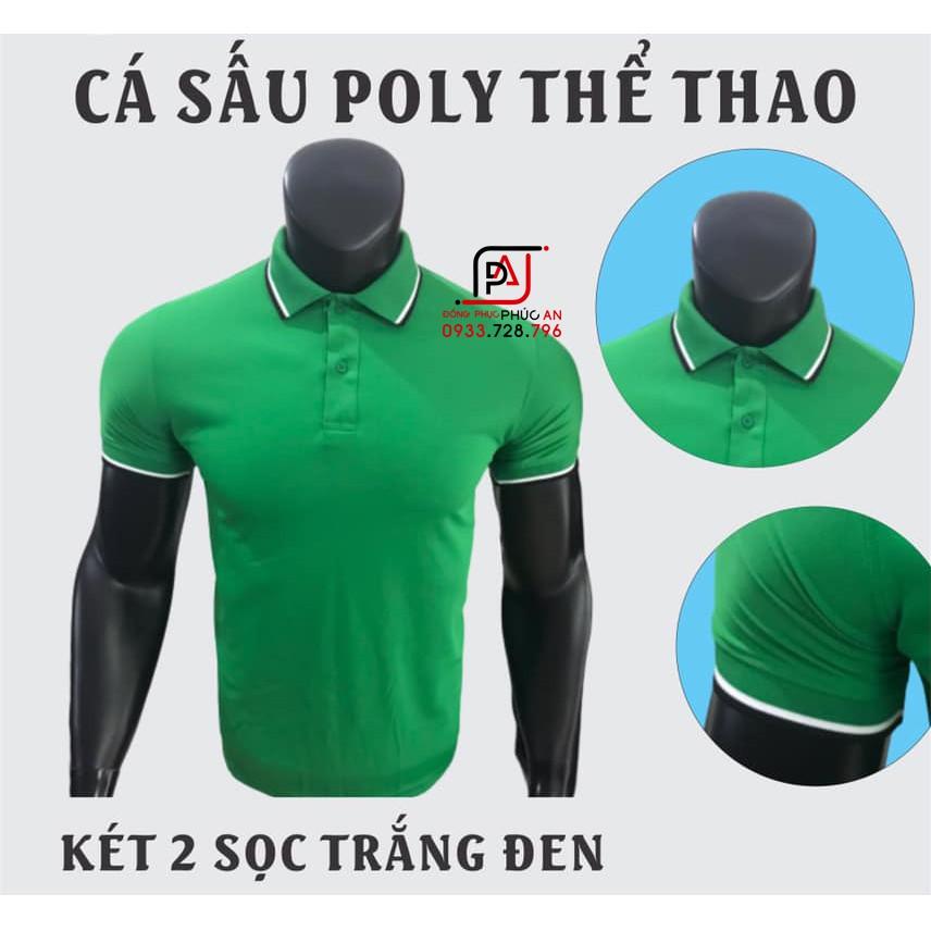 Áo thun cổ sọc nam nữ chất vải co giãn thể thao