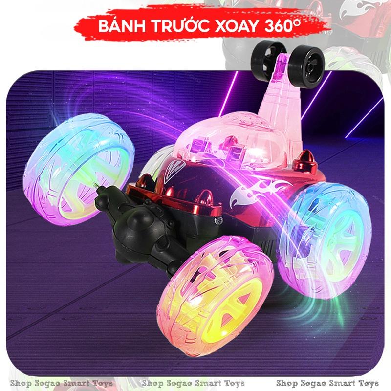Ô tô đồ chơi điều khiển từ xa xoay 360 độ đèn led đi dựng đứng âm thanh sôi động