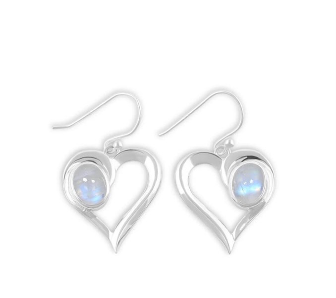 Bông Tai Đính Đá Moonstone thiên nhiên (đá mặt trăng)