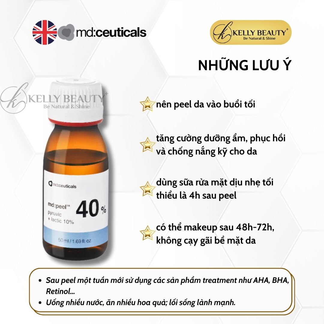 Peel Mụn, Ngừa Sẹo và Chống Lão Hóa Da MD:PEEL Pyruvic 40% + Lactic 10% - MD:Ceuticals | Kelly Beauty