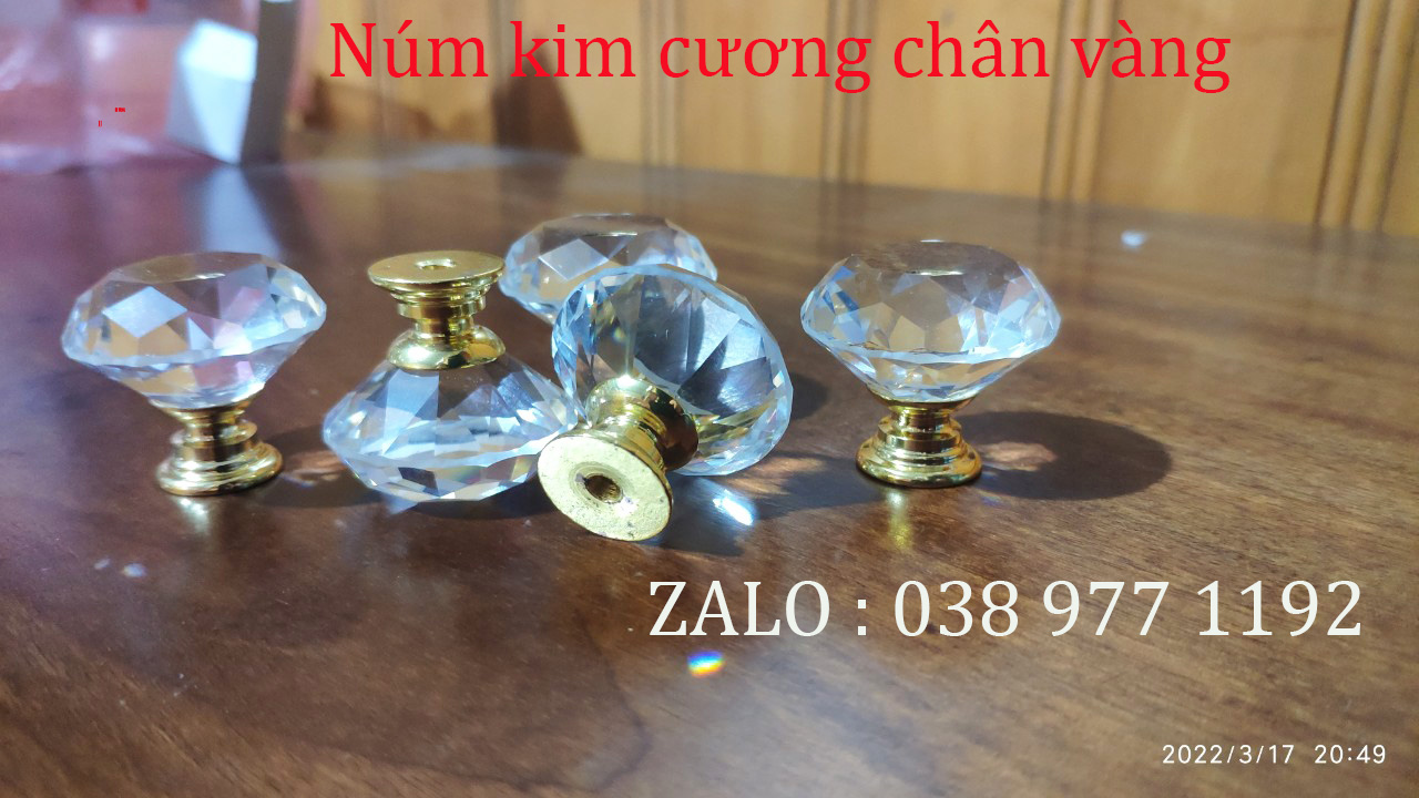 Núm ngăn kéo tủ hình kim cương chân vàng cao cấp