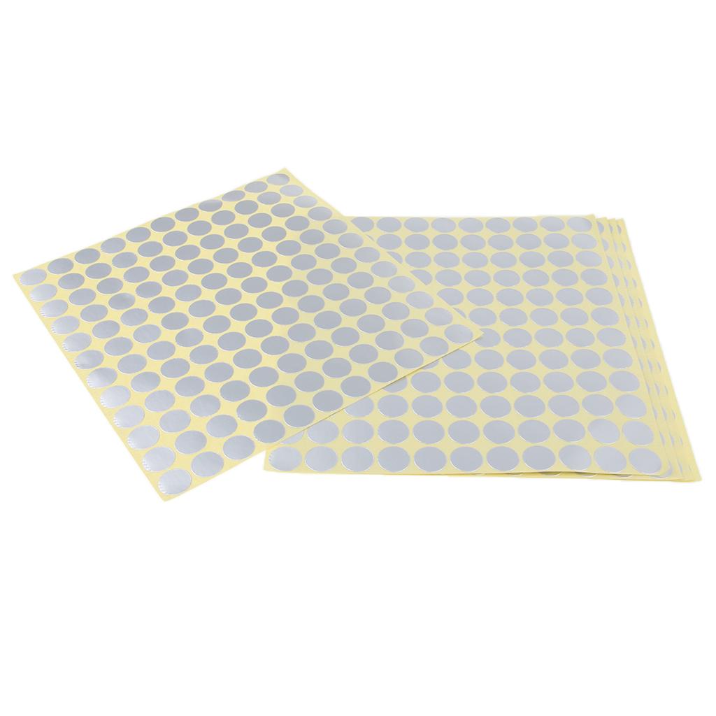 5 Sheets Essential Oil Bottle Cap Stickers Self Adhesive Labels Round Silver