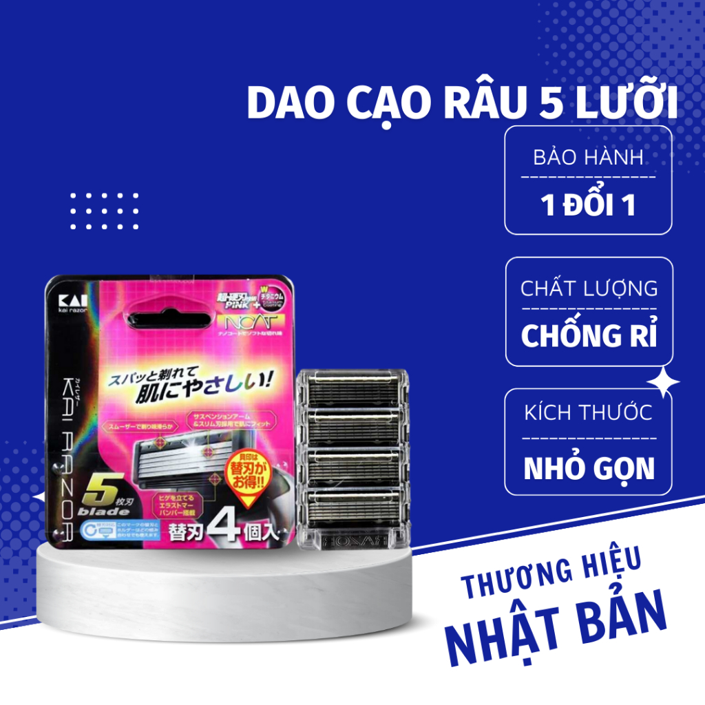 Hộp 4 Lưỡi Dao Cạo Râu Thay Thế Kai (Dao 5 Lưỡi Kép) Bse-4kr5 (01714)