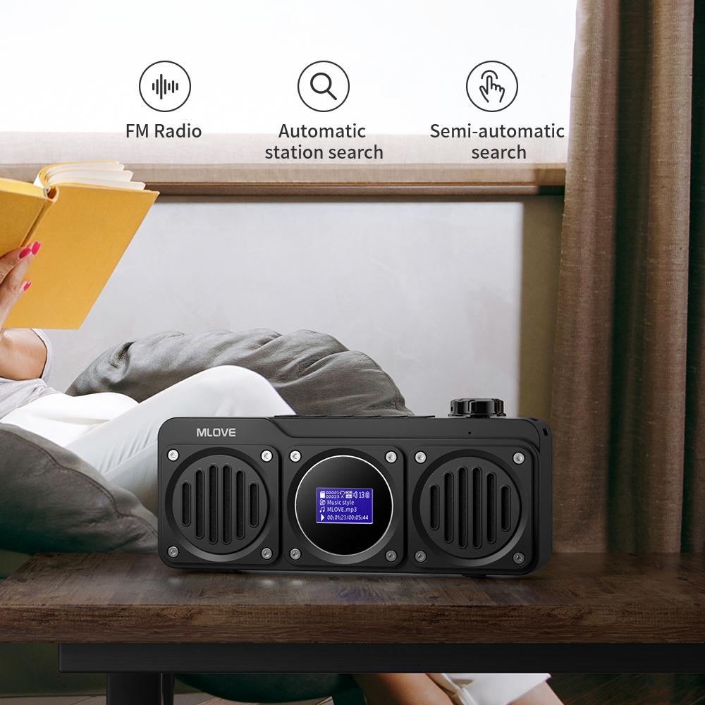 Mlove bv810 loa bluetooth di động với đài FM, loa chống nước, màn hình LCD, cuộc gọi miễn phí HD, Micro SD Card Slot Màu
