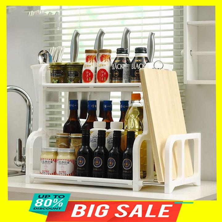 Giá kệ để gia vị mắm muối thớt đa năng phòng bếp phòng tắm 2 tầng 27x40x50cm