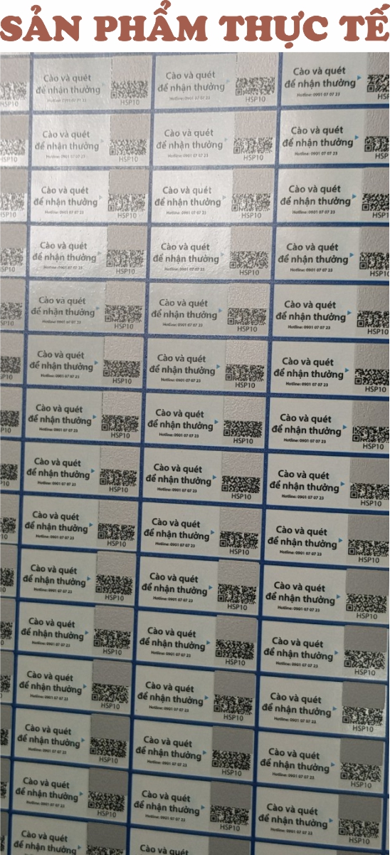 Tem bể cào trúng thưởng 1.8x3.8cm-Block 500 tem