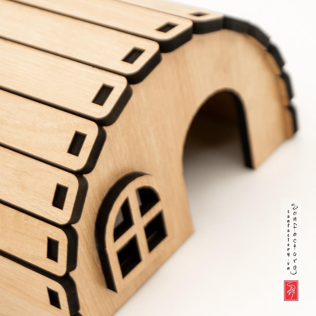 Nhà ở hầm trú ẩn cho chuột Hamster H1, làm bằng gỗ dày cứng cáp lắp ghép dễ dàng
