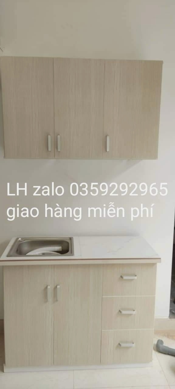 Bộ tủ bếp mini nhựa đài Loan ốp mặt gạch sẵn bồn rửa