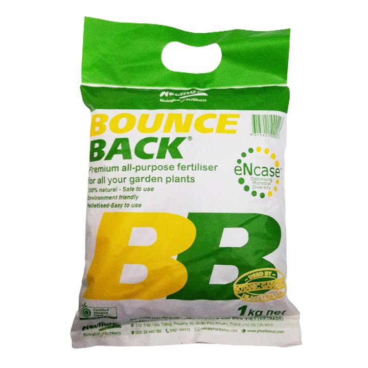Phân hữu cơ bounce back bb tan chậm gói 1kg dùng cho mọi loại cây trồng