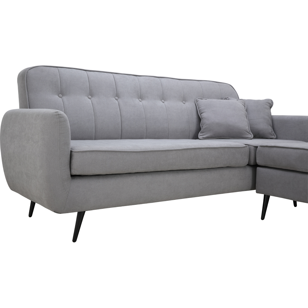 Ghế Sofa Vải Phòng Khách Kèm Đôn,Gối Tựa DAPHNE Màu Xám Hiện Đại, Khung Gỗ Nguyên Khối Chắc Chắn, Bền Bỉ 189x129x84 cm | Index Living Mall | Nội Thất Nhập Khẩu Thái Lan